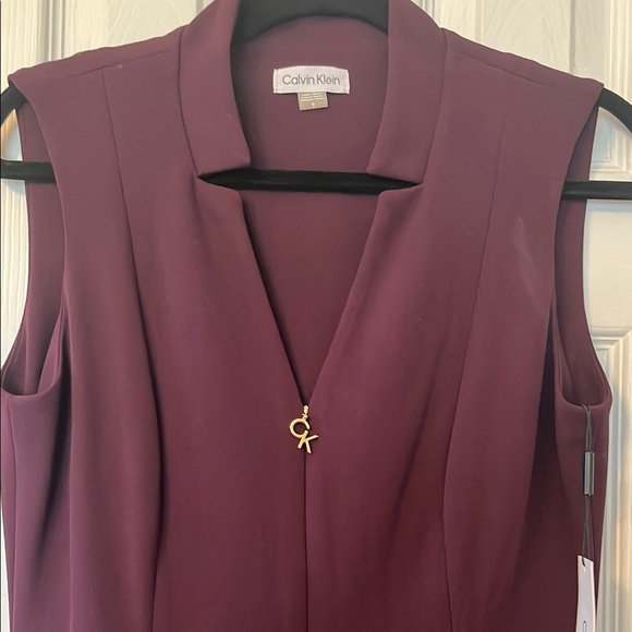 Calvin Klein Eggplant Purple Sleeveless A-Line Midi Dress Sz 8 - Picture 4 of 5